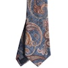 Paisley Linen/Silk Tie - Navy Blue