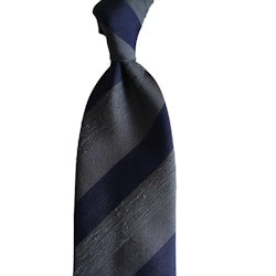 Regimental Shantung Tie - Untipped - Grey/Navy Blue
