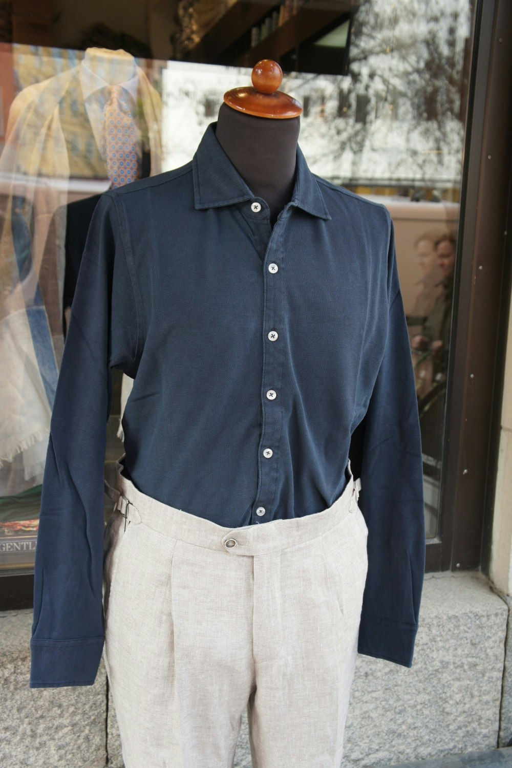 Long Sleeve Piké Shirt - Navy Blue
