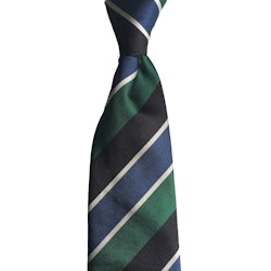 Wide Regimental Rep Silk Tie - Green/Blue/White