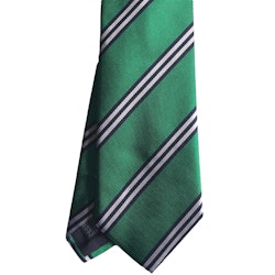 Regimental Preppy Silk Tie - Light Green/Navy Blue/White