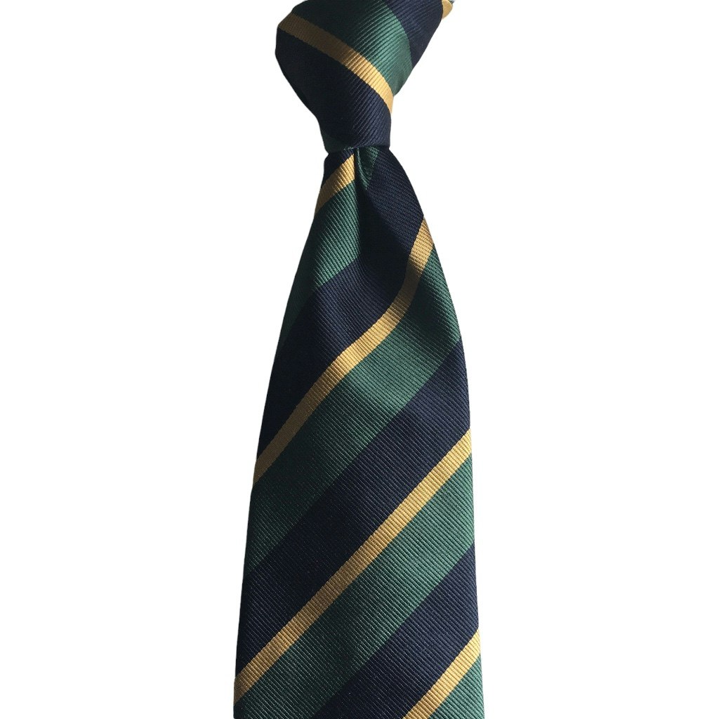 Regimental Rep Silk Tie - Green/Navy Blue/Yellow