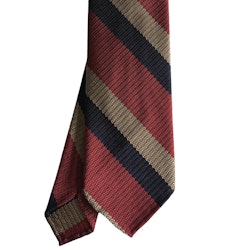 Regimental Textured Silk Tie - Untipped - Red/Beige/Navy Blue