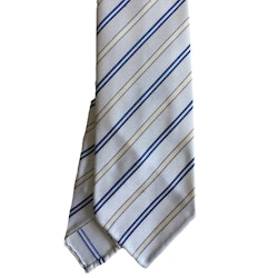 Regimental Silk Tie - Untipped - Off White/Beige/Navy Blue