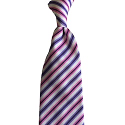 Regimental Silk Tie - Untipped - White/Pink/Purple