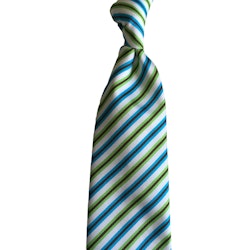 Regimental Silk Tie - Untipped - White/Green/Turquoise