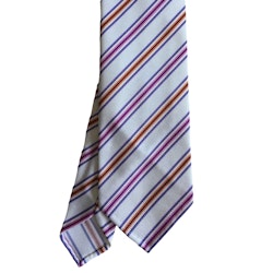 Regimental Silk Tie - Untipped - White/Orange/Pink/Purple