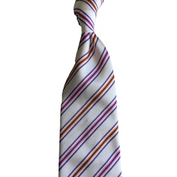 Regimental Silk Tie - Untipped - White/Orange/Pink/Purple