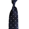 Polka Dot Printed Silk Tie - Navy Blue/White