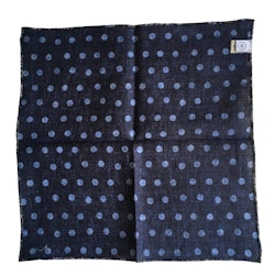 Paisley/Polka Linen Pocket Square - Double - Navy Blue/Green