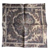 Paisley/Polka Linen Pocket Square - Double - Beige/Navy Blue