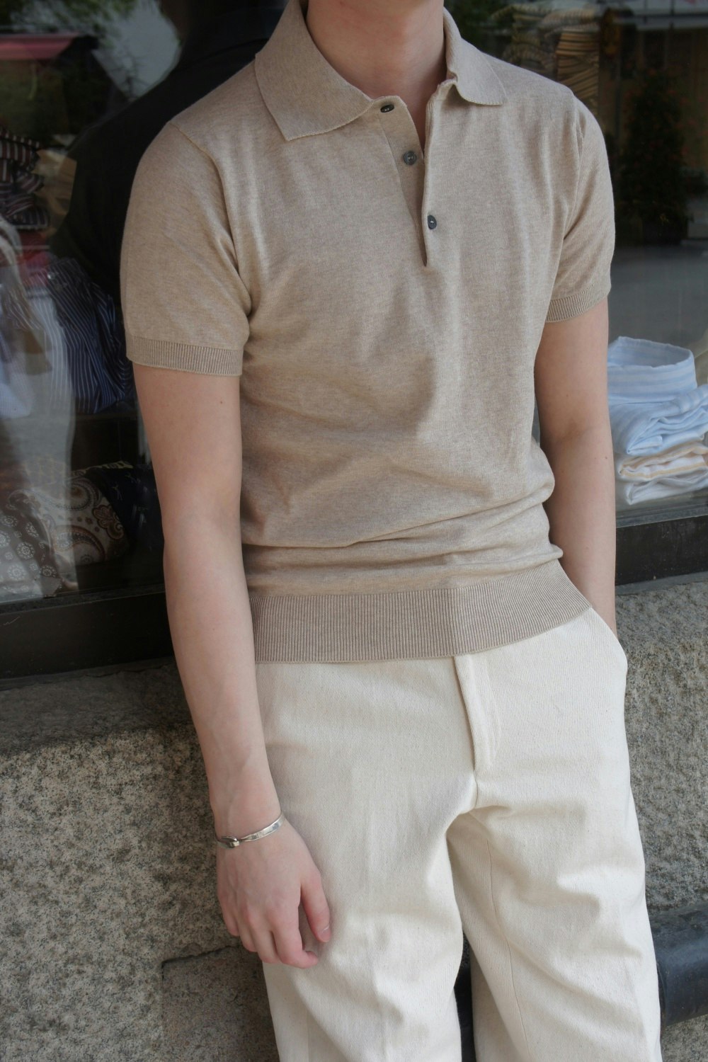 Short Sleeve Polo Pima Cotton - Light Brown