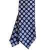Floral Linen Tie - Untipped - Navy Blue/White