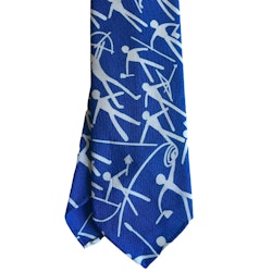 Hieroglyph Cotton Tie - Untipped - Mid Blue/White