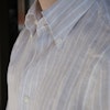 Smalrandig Linneskjorta - Button Down - Beige/Vit