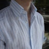 Bengal Stripe Linen Shirt - Button Down - White/Light Blue