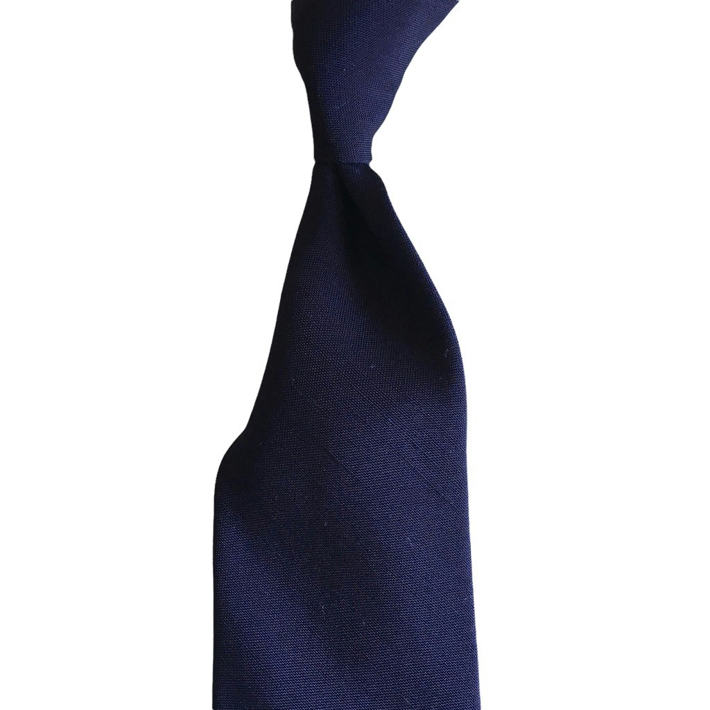 Solid Shantung Silk Tie - Navy Blue