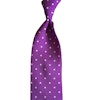 Polka Dot Shantung Silk Tie - Purple/White