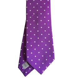 Polka Dot Shantung Silk Tie - Purple/White