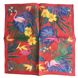 Flamingo Linen Pocket Square - Red