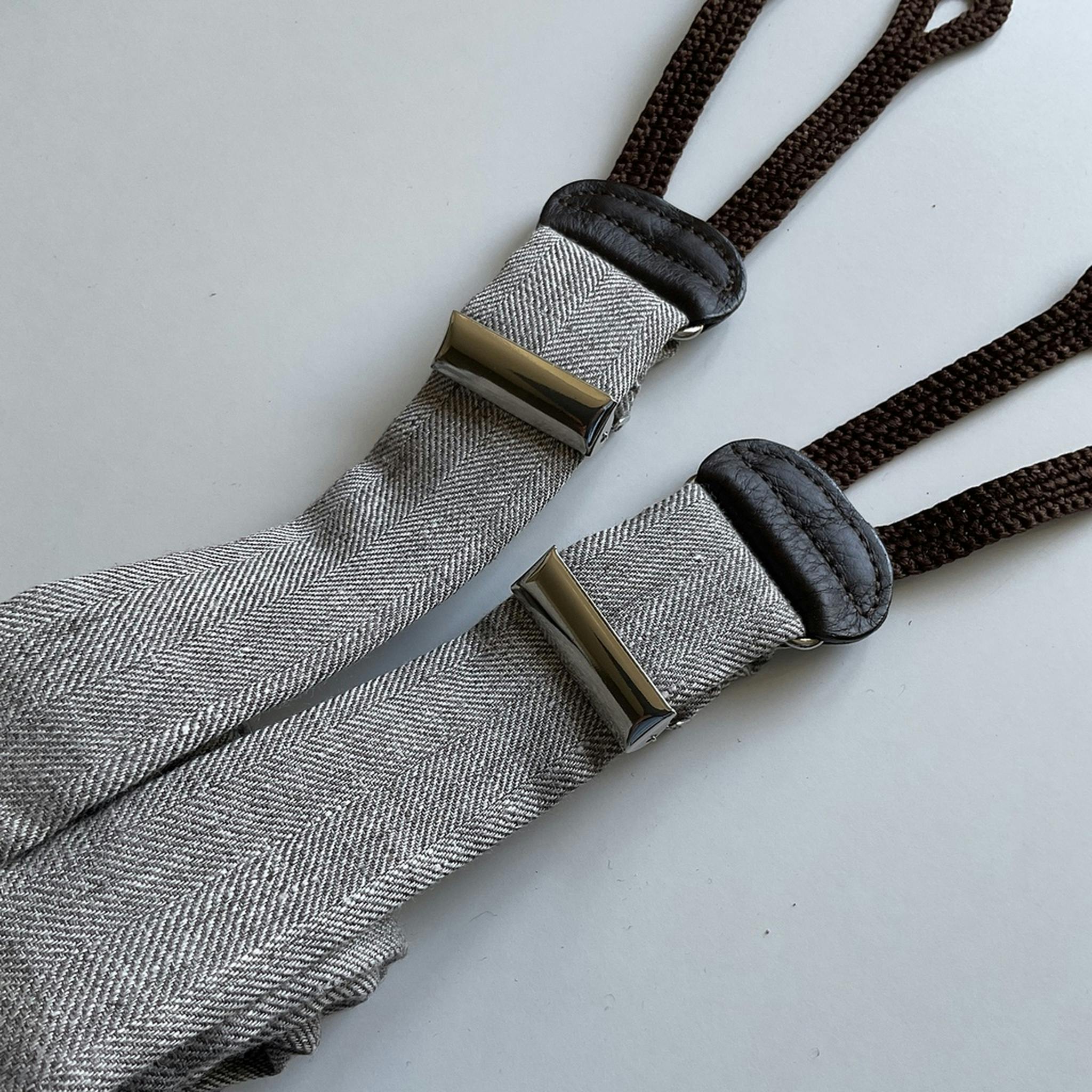 Semi Solid Linen Suspenders - Brown