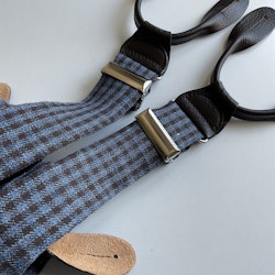 Check Linen Suspenders - Blue/Brown