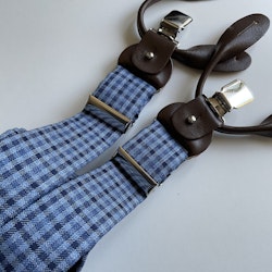 Plaide Wool Suspenders - Navy Blue/Blue