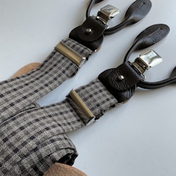 Plaide Wool Suspenders - Brown/Beige