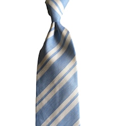 Regimental Linen Silk Tie - Untipped - Light Blue/White