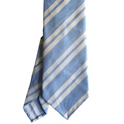 Regimental Linen Silk Tie - Untipped - Light Blue/White