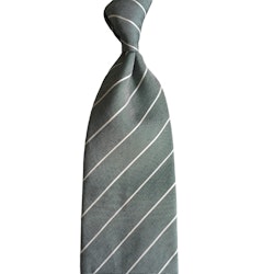 Regimental Linen Tie - Untipped - Green/White