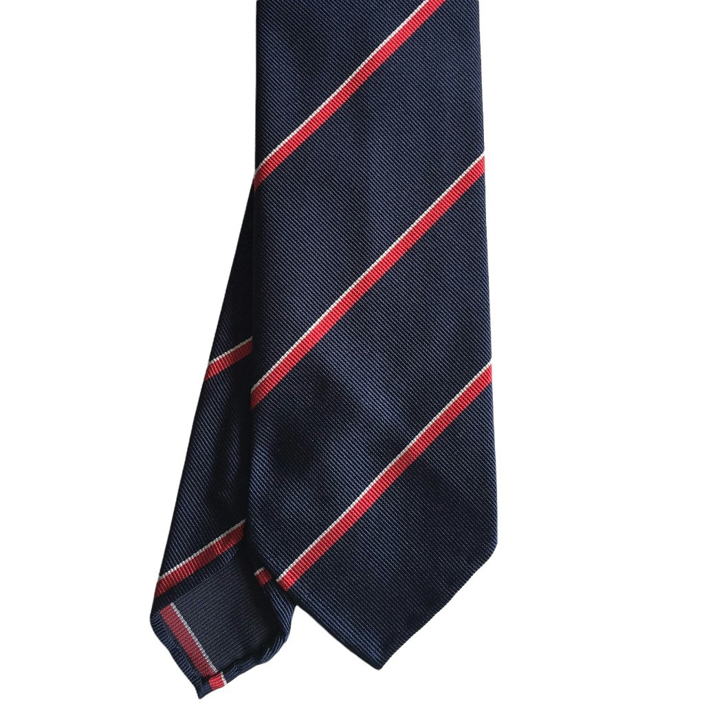 Regimental Rep Silk Tie - Untipped - Navy Blue/Red