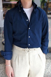 Solid Babycord Shirt - Button Down - Navy Blue