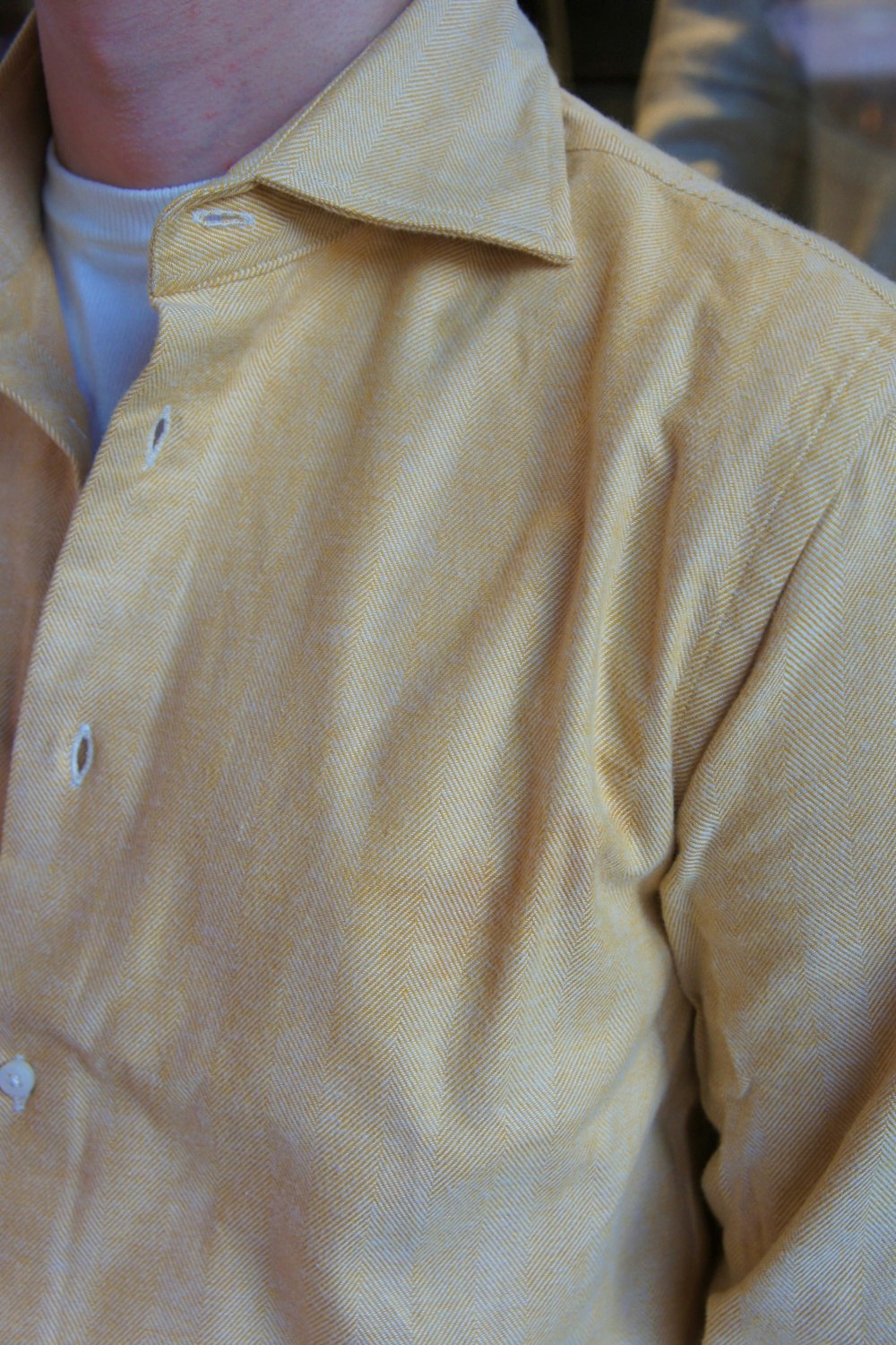 Solid Herringbone Flannel Shirt - Cutaway - Yellow