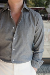 Solid Twill Flannel Shirt - Cutaway - Light Grey