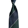Blockstripe Shantung Tie - Untipped - Dark Green/White/Navy Blue