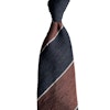 Blockstripe Shantung Tie - Untipped - Brown/White/Navy Blue