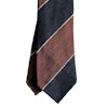 Blockstripe Shantung Tie - Untipped - Brown/White/Navy Blue