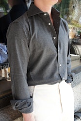 Solid Cotton Flannel Shirt - Cutaway - Dark Grey