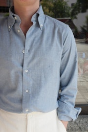 Enfärgad Flanellskjorta - Button Down - Ljusblå
