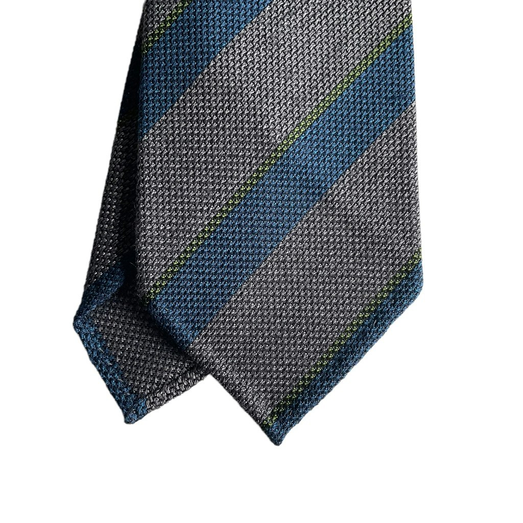 Regimental Silk/Wool Grenadine Tie - Untipped - Grey
