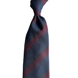 Regimental Silk/Wool Grenadine Tie - Untipped - Navy Blue