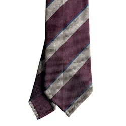 Regimental Silk/Wool Grenadine Tie - Untipped - Burgundy