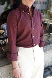 Solid Cotton Flannel Shirt - Button Down - Burgundy