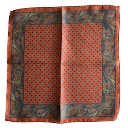 Floral Paisley Silk Pocket Square - Rust