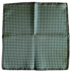 Square/Pindot Silk Pocket Square - Green/Light Blue