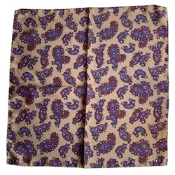 Paisley Silk Pocket Square - Dark Beige/Burgundy/Navy Blue