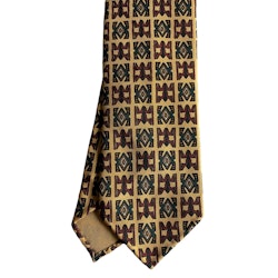 Aztec Printed Silk Tie - Untipped - Yellow