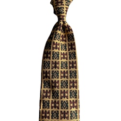 Aztec Printed Silk Tie - Untipped - Yellow