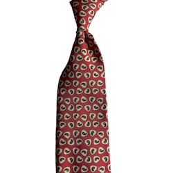 Paisley Printed Silk Tie - Untipped - Red/Cream/Green